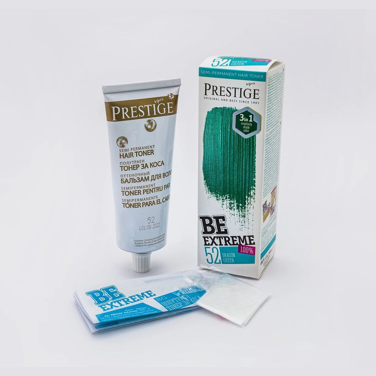 Prestige Semi-Permanente Groene Haarverf Set Dragon Green – inhoud kleuring: tube en handschoenen