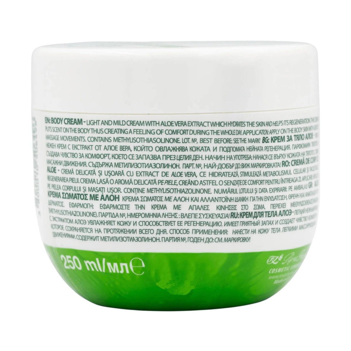 Regal Aloe Natuurlijke Bodycrème – achterkant verpakking