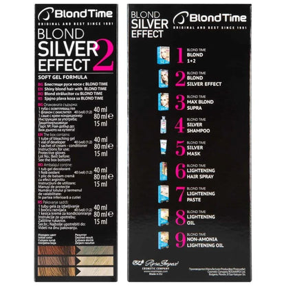 Blond Time Bleekgel Zilvereffect – voor- en achterkant verpakking