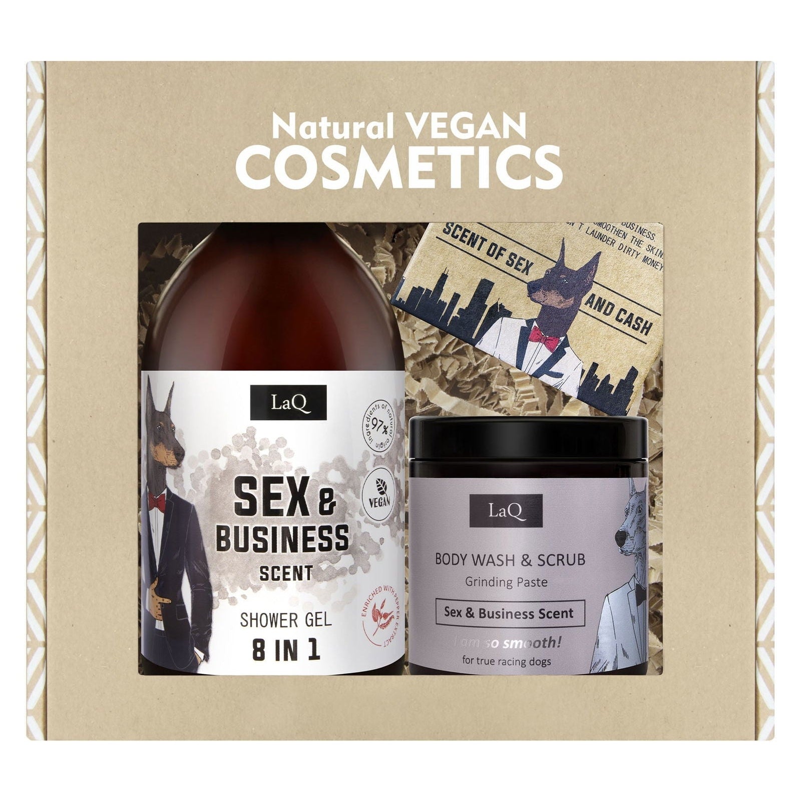 Giftset Doberman Shower Gel, Body Scrub, Soap Bar - 815g - MISTER33.COM