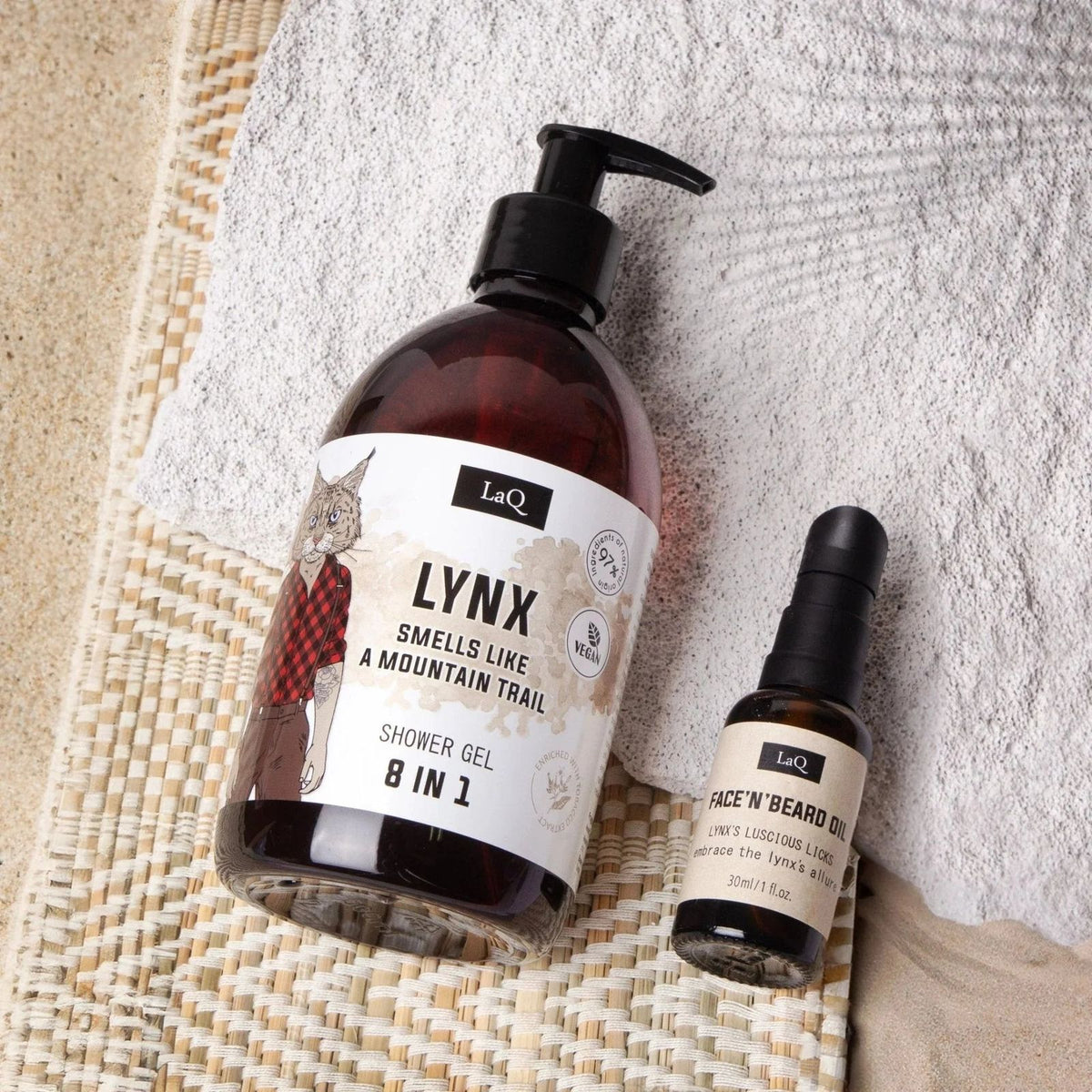 LaQ Face 'n' Beard Oil Lynx Baardolie – samen met Shower Gel Lynx