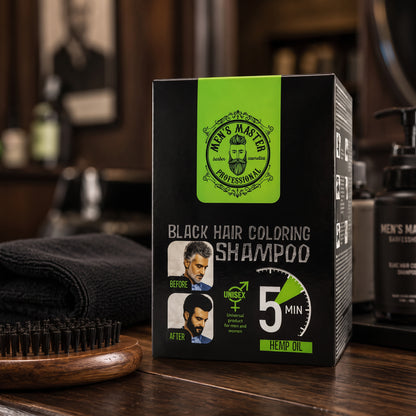 Men's Master Coloring Shampoo Zwart of Bruin – sfeerfoto