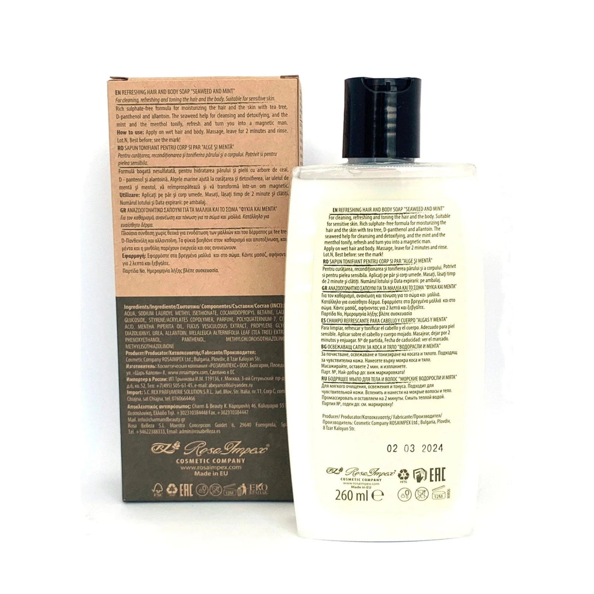 Men's Master Hydraterende Hair & Body Soap – achterkant verpakking