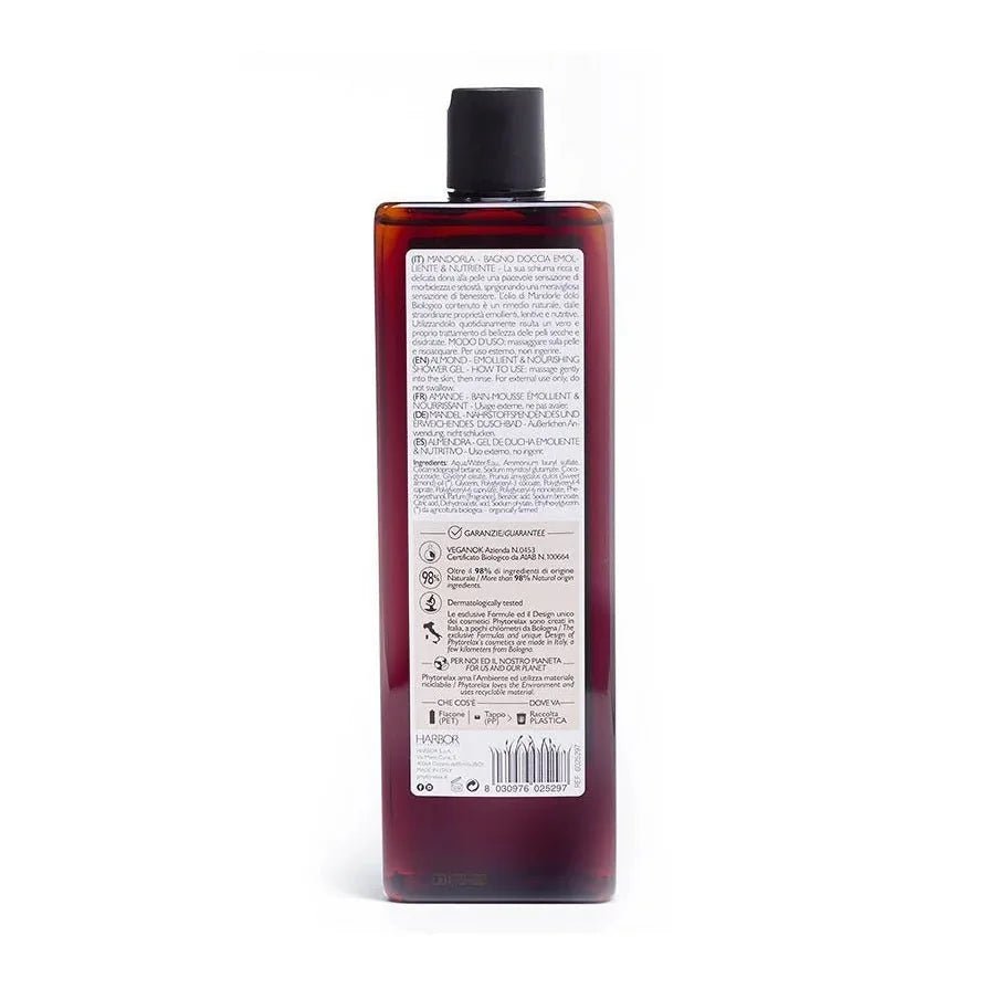 Phytorelax Amandel Douchegel voor Droge Huid – achterkant verpakking