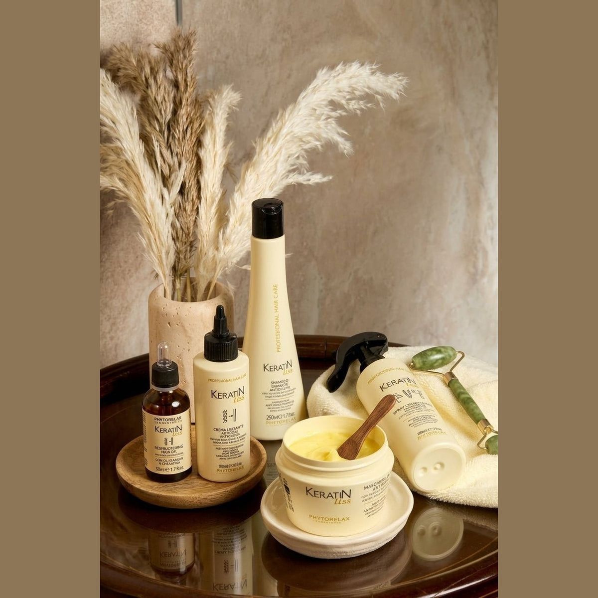 Phytorelax Keratin Liss Anti-Frizz Crème – met andere producten uit de lijn