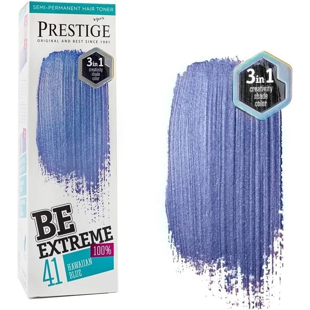 Prestige Semi-Permanente Blauwe Haarverf Set Hawaiian Blue – kleuring en kleurresultaat