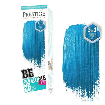 Prestige Semi-Permanente Blauwe Haarverf Set Ultra Blue – kleuring en kleurresultaat