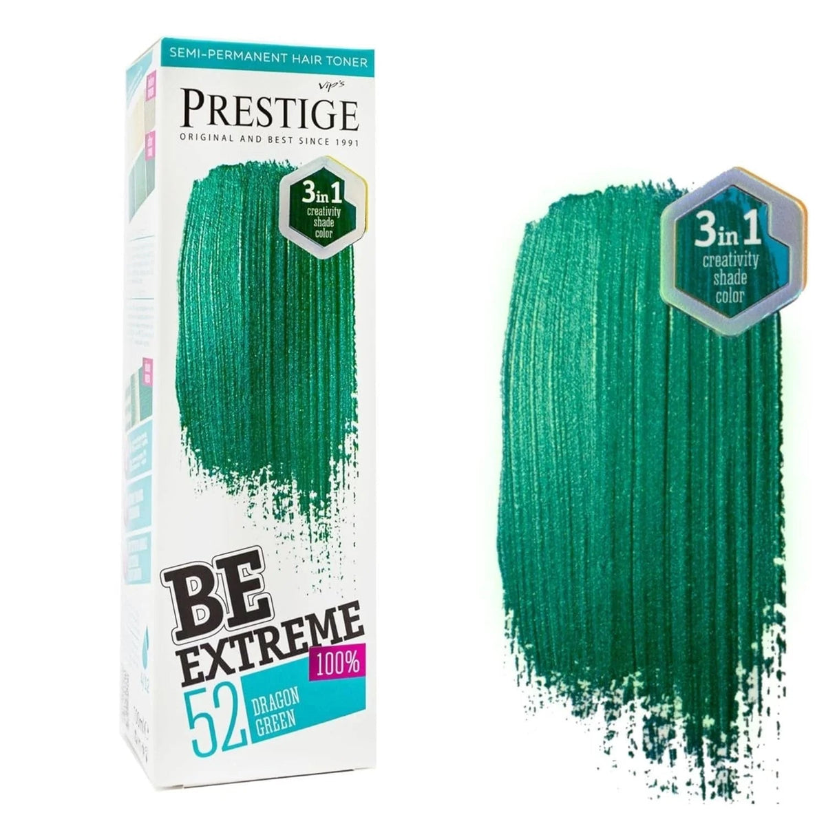 Prestige Semi-Permanente Groene Haarverf Set Dragon Green – kleuring en kleurresultaat