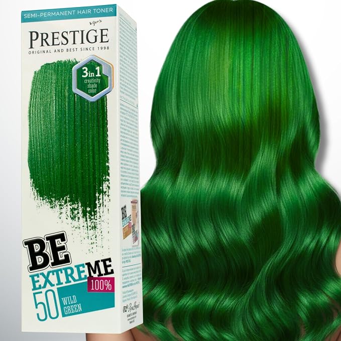 Prestige Semi-Permanente Groene Haarverf Set Wild Green – kleuring en model met deze haarkleur