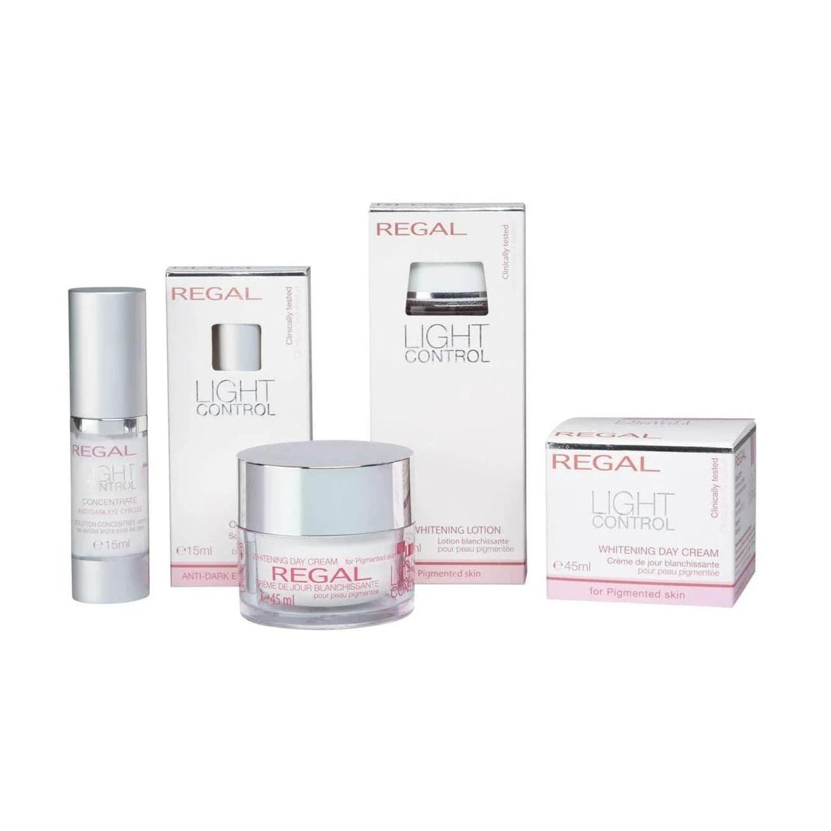 Regal Whitening Lotion voor Pigmentvlekken – met andere producten uit de lijn