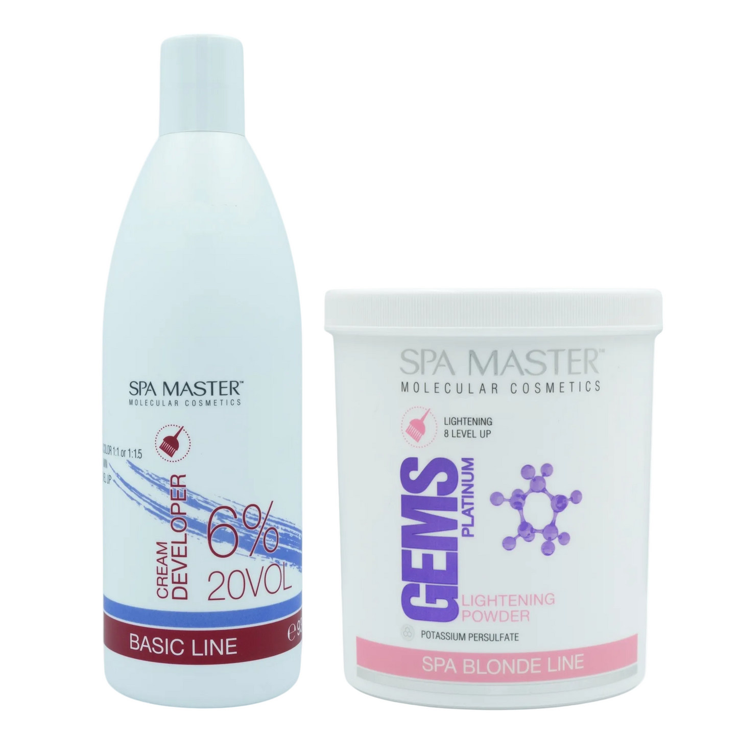 GemsSpa Master Blondeerset – Poudre décolorante 500 g + révélateur crème 6 % 20 vol. 930 ml – Blond intense 3 à 8 tons plus clair – Qualité professionnelle pour une utilisation à domicile